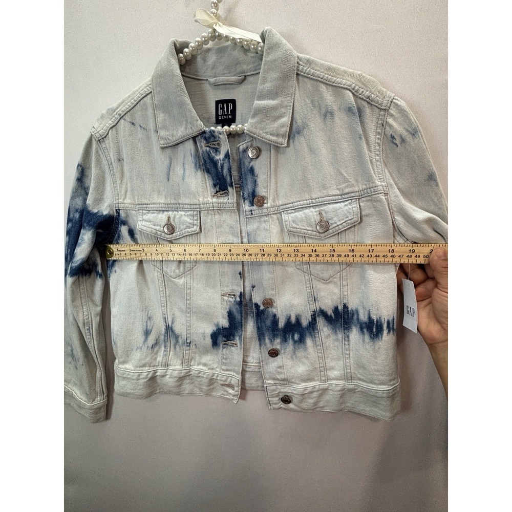 GAP Denim Womens XS Tie Dye Jean Jacket Light Wash Blue NWT 850918-00-1 0000 - Picture 10 of 14